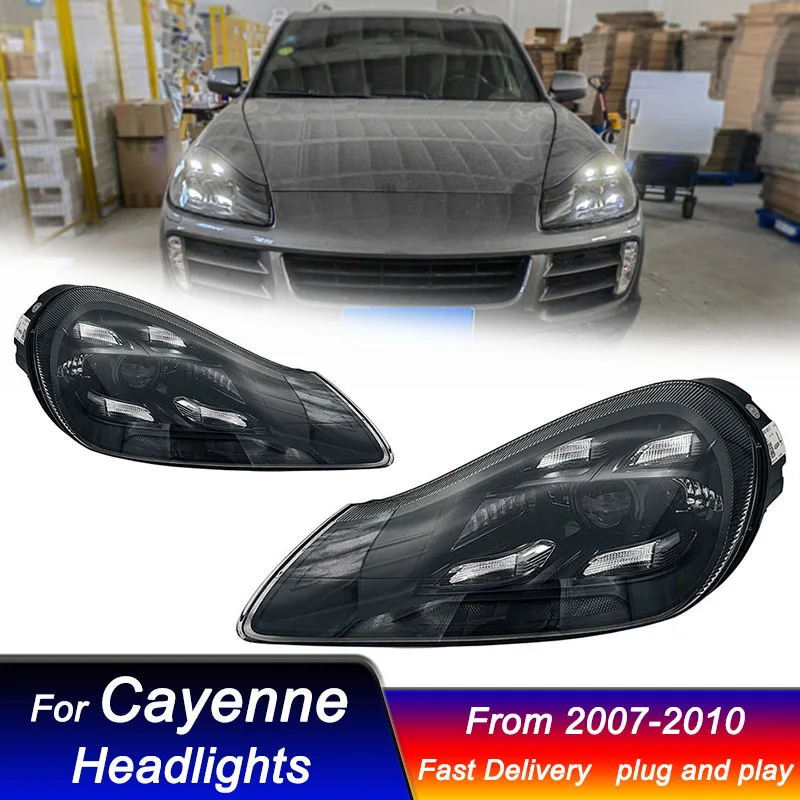 

Стайлинг автомобиля фары для Porsche Cayenne 957 2007-2010-2022 стиль светодиодный DRL динамический сигнал фары передний фонарь в сборе