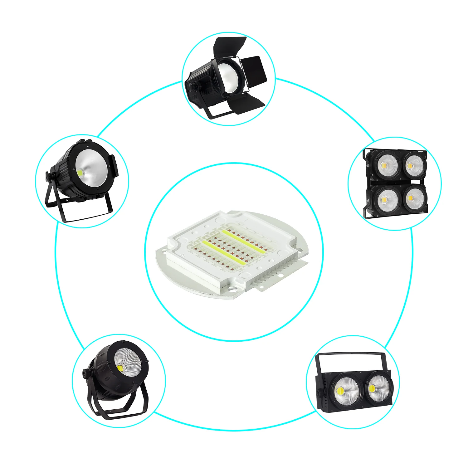 High Power 200W 4in1 6in1 RGBWAUV LED COB Beads Chip COB Audience Light Floodlight Lamps LED COB Chips Stage Light