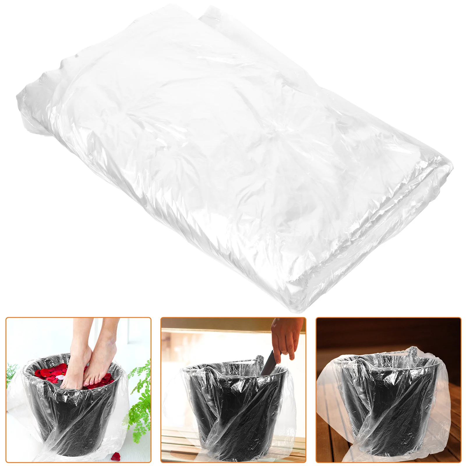 80 Pcs Foot Bath Bag Bags Spa Liners Wooden Barrel Plastic Clear Pedicure Basin