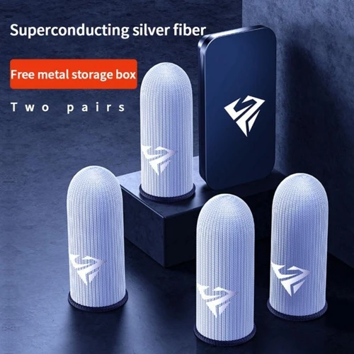 Imagen 2 del producto 1 par de fundas para dedos de jugador, cubiertas para dedos de jugador a prueba de sudor, funda para yemas de los dedos con pantalla táctil para juegos móviles