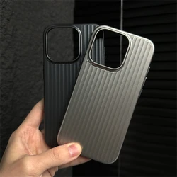 Luxury Ultra Thin Corrugated Pattern Phone Case For iPhone 16 15 14 Plus 13 Pro Max Shockprooof Plating Plain Hard PC Back Cover