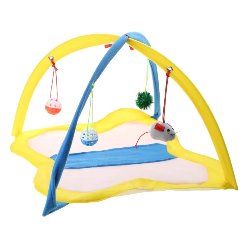 

Colorful Cats Tent Toy with Bells Ball Funny Pet Convenient Chaseing Foldable Tent Toy Indoor Toy for Cats Scratch T21C