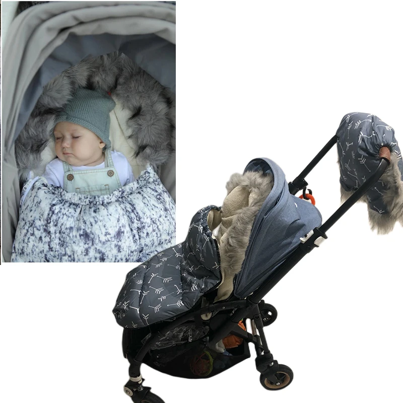 Baby Winter Outdoor Tour Stroller Sleeping Bag Stroller Footmuff Cover Thick Warm Fleece Bunting Bags for Newborns