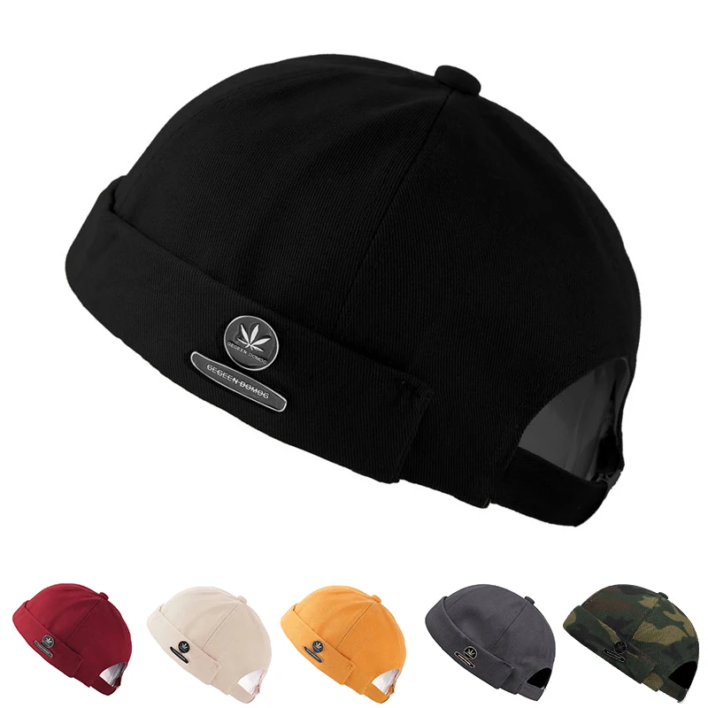 Fashionable Brimless Beanies Men Women Retro Hip Hop Fashion Round Cap Casual Corduroy Fabric Penny Cap Versatile Melon Skin Cap