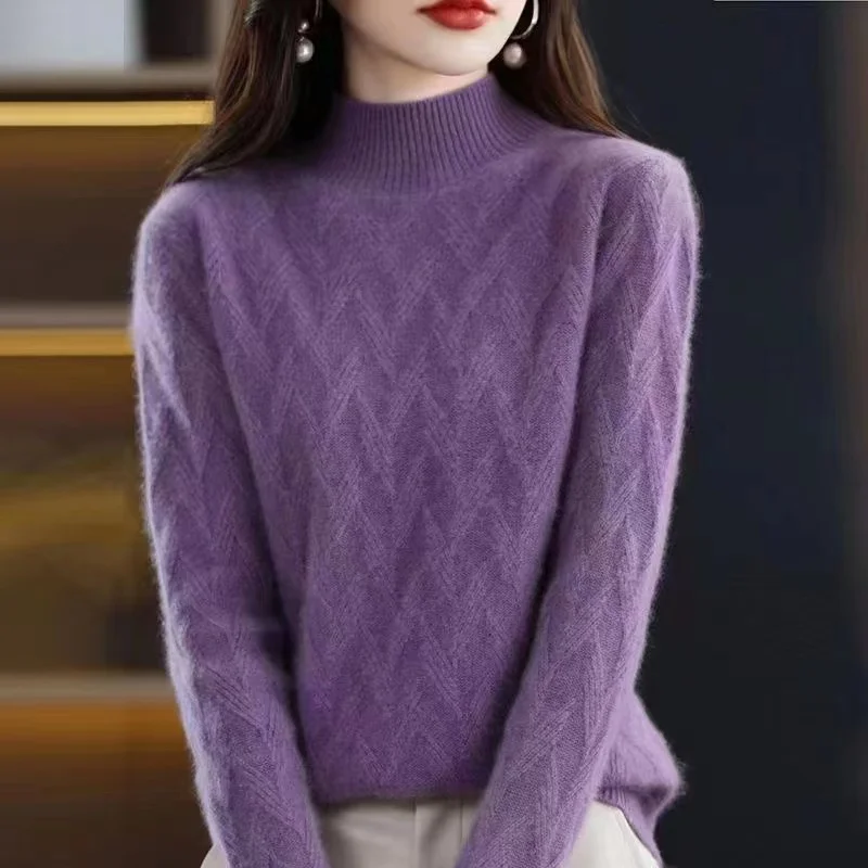 Women Pullover Turtleneck Sweater Harajuku Fall Soft Knit Sweater Slim Elastic Korean Simple Basic Cheap Jumper Solid TopsM-10XL