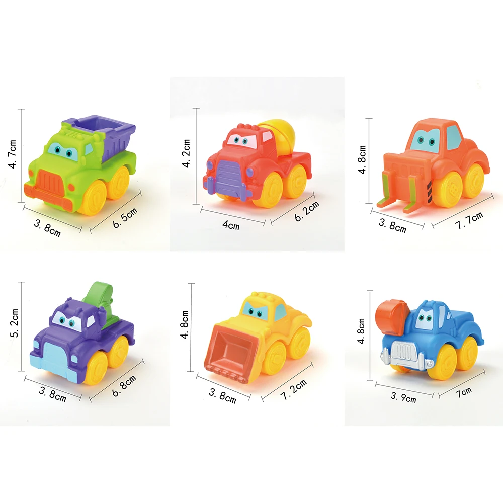 6 uds juguetes de baño chico juego de natación baño de agua lindo divertido niños baño ducha bañera ingeniería vehículo coche juguete de goma suave