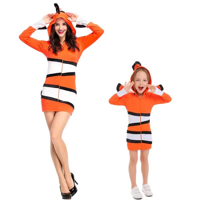 Vinden Nemo Clownvis Cospaly Kostuum Kids Meisje Volwassen Vrouwen Jurk Animatiefilm Nemo Kleding Halloween Kerstfeest