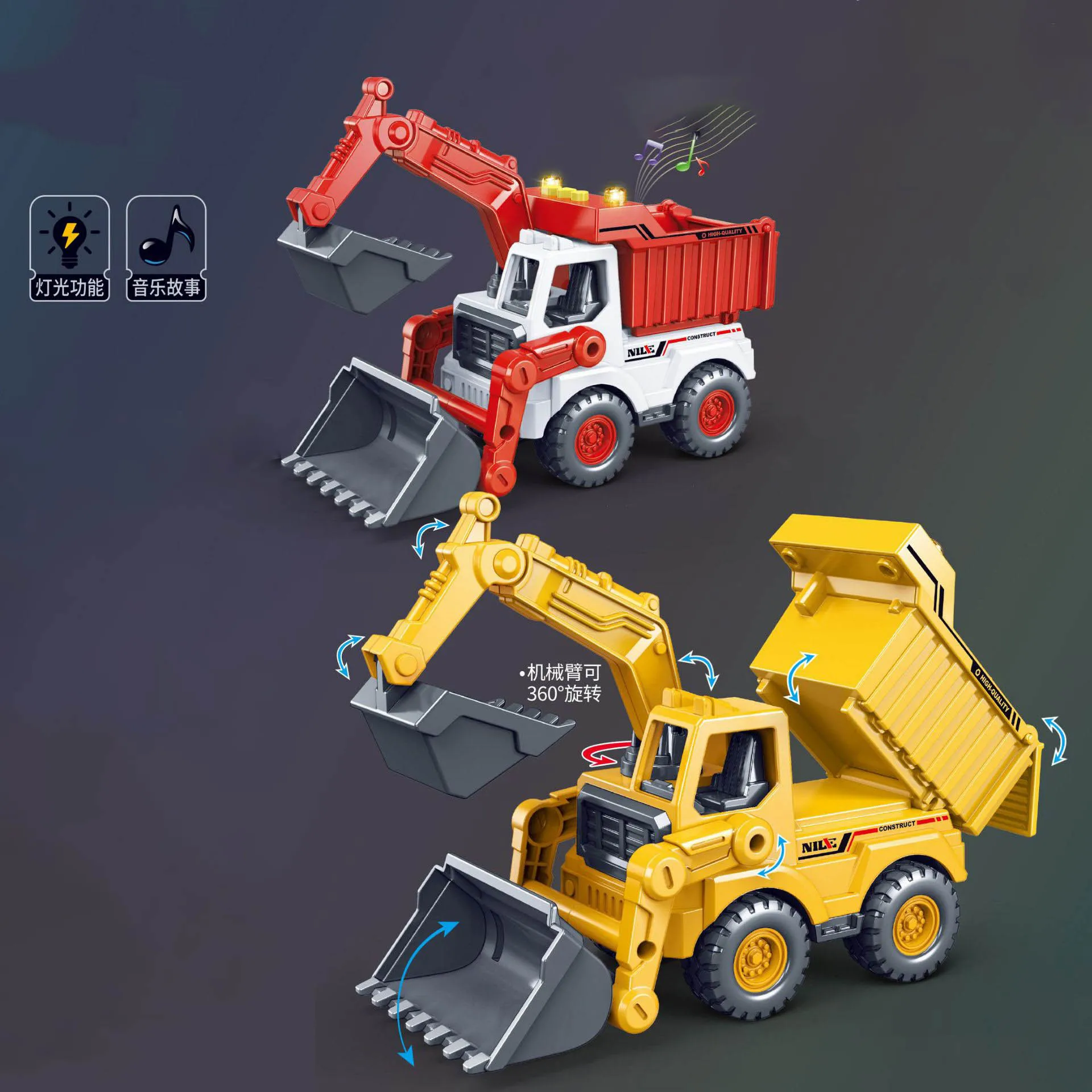 Bambini Elettrico Con Luci Storia Inerzia Auto Giocattolo Simulazione Città Ingegneria Auto Escavatore Tirare Indietro Auto Giocattolo Modello Ragazzo Regalo