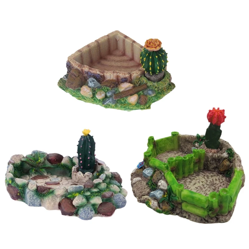 

Dish Corner Water Dishes Round Bowl Resin Bowls for Amphibian J78C