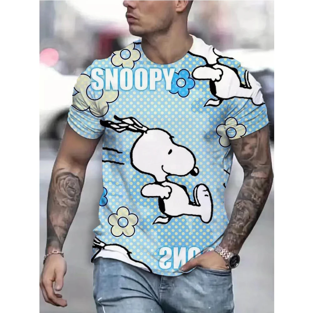 2024Summer New Fashionable Street Trendy Mens Short Sleeves Snoopy Peanuts Manga High Quality Halloween Men's T-shirt 3D Printed