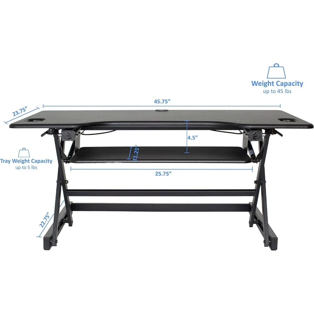 محول مكتب قائم قابل لضبط الارتفاع، حامل شاشة ثلاثي مع مساعدة زنبركية للغاز لانتقالات الجلوس السريعة