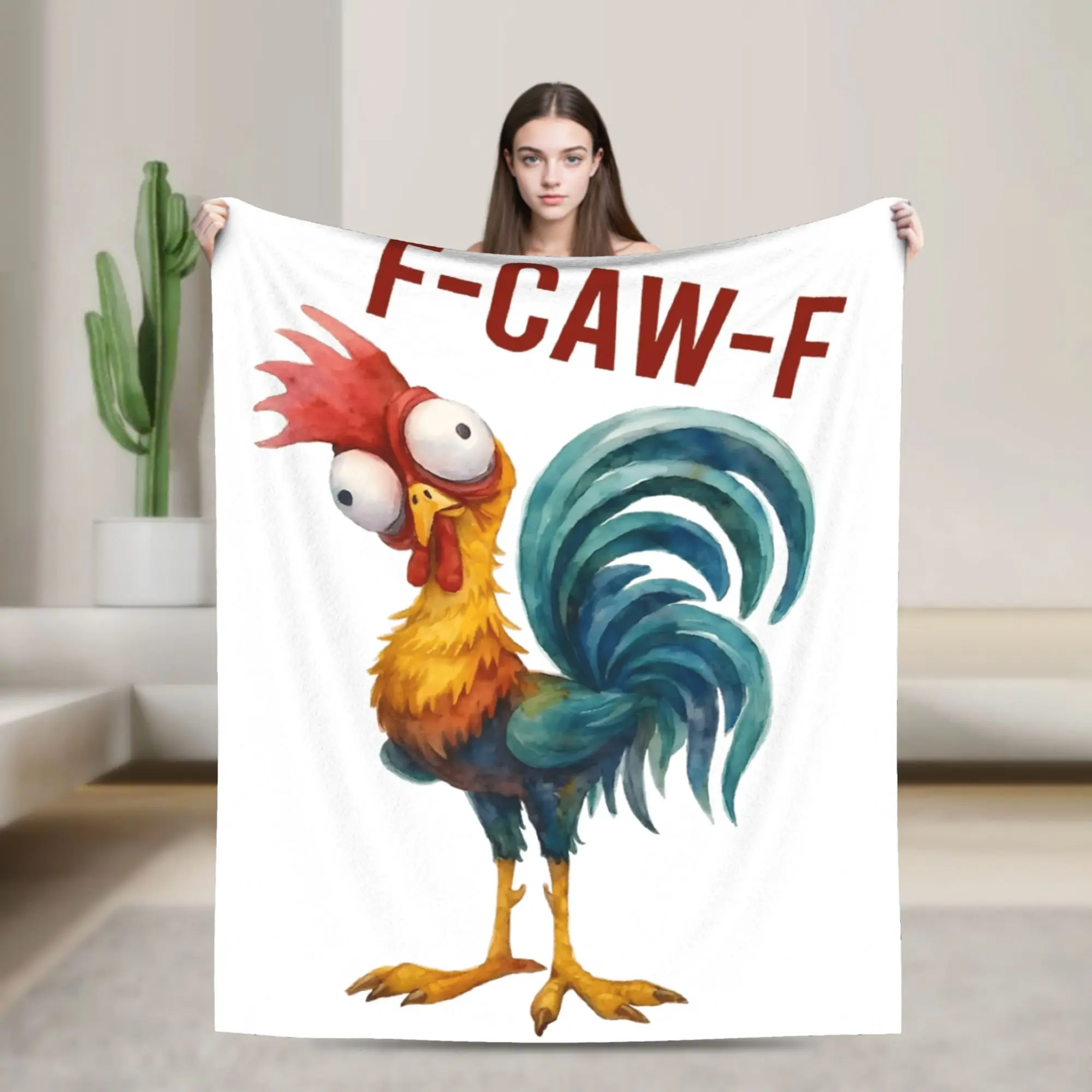 Warm Soft Blanket Girls Boys Picnic F-Caw-F Chicken Cartoon Bedding Throws Flannel Bedspread For Living Room Sofa Bed Cover