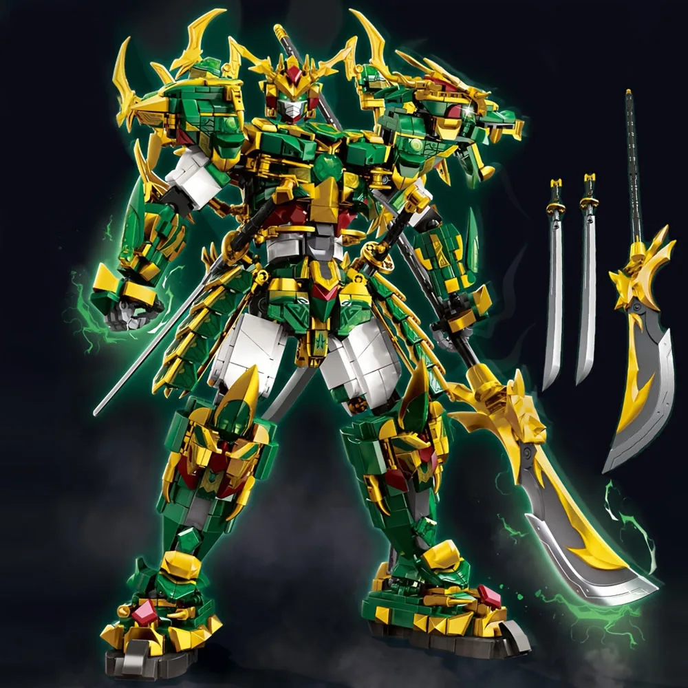 

Креативный зеленый дракон мача, 2068 шт., сборка меха, строительные блоки, модель кирпича, игрушка, коллекционный орнамент, подарок на день рождения