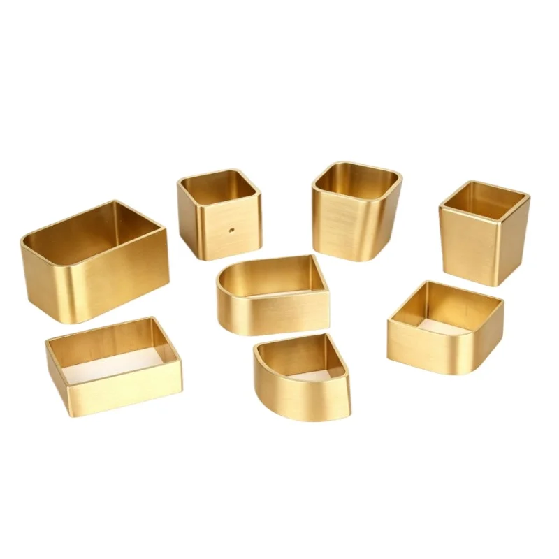 2/4PCS Brass Chinese furniture foot covers 34mm~60mm D-type rounded corner foot covers Irregular rectangular through hole covers