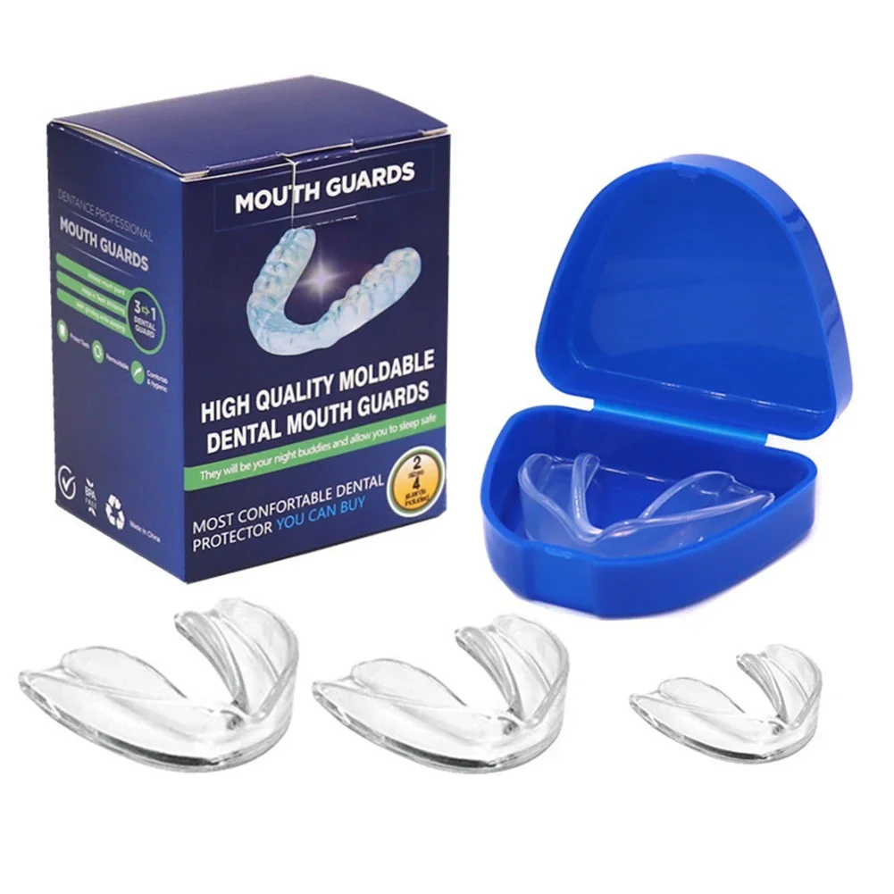 4Pcs Teeth Protection with Storage Case Anti-Grinding Mouthguard Stop Bruxism Sports Mouth Guard for Teeth Clenching at Night