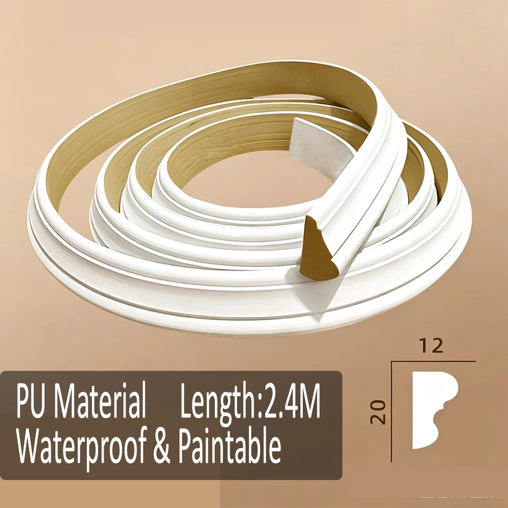 PU Flexible Wall Molding Trim, Paintable Molding Trim, Flexible Strip DIY Wall Trim for Wall Mirror Frame and Home Decoration