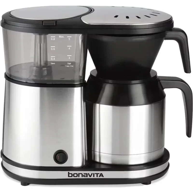 Bonavita 5 Cup Drip Coffee Maker Machine, One-Touch Pour Over Brewing w/Double Wall Thermal Carafe, 1100 Watt, Stainless Steel