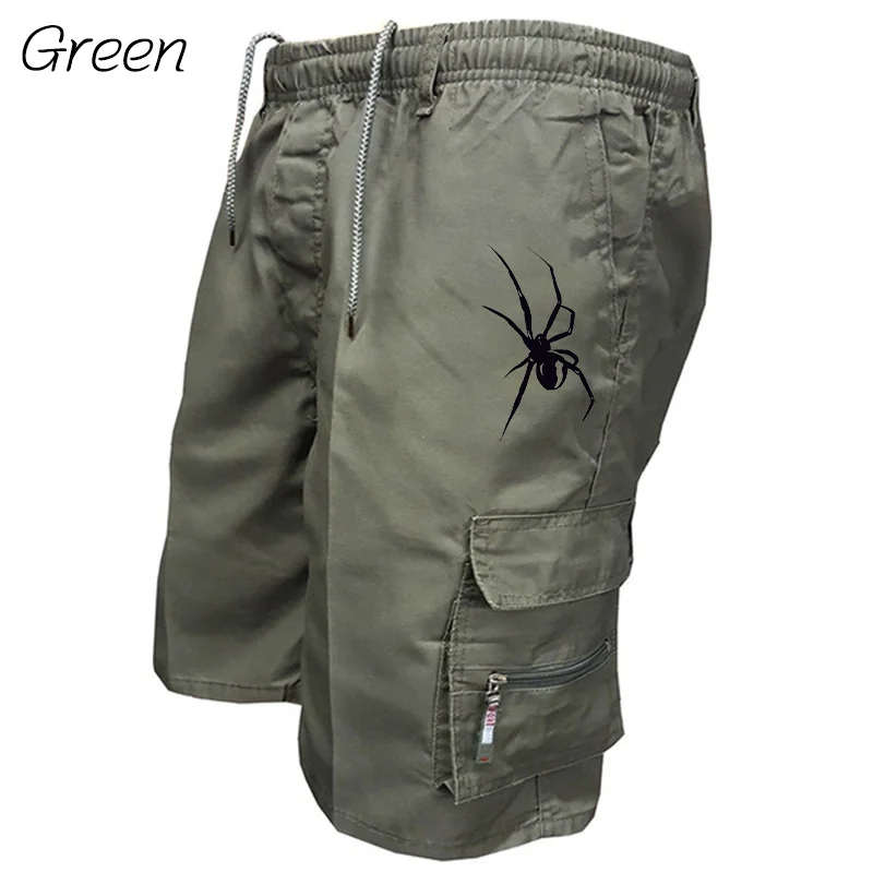 Summer Cargo Shorts Spider Print Casual Shorts Men\'s Camouflage Shorts Fashionable Casual Street Wear