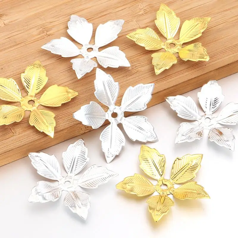 Bleifreie 50 Stück Antike Filigrane Blumen-Anhänger-Verbinder Perlenkappen für DIY Armband Ohrringe Bastelarbeiten – Detail 4