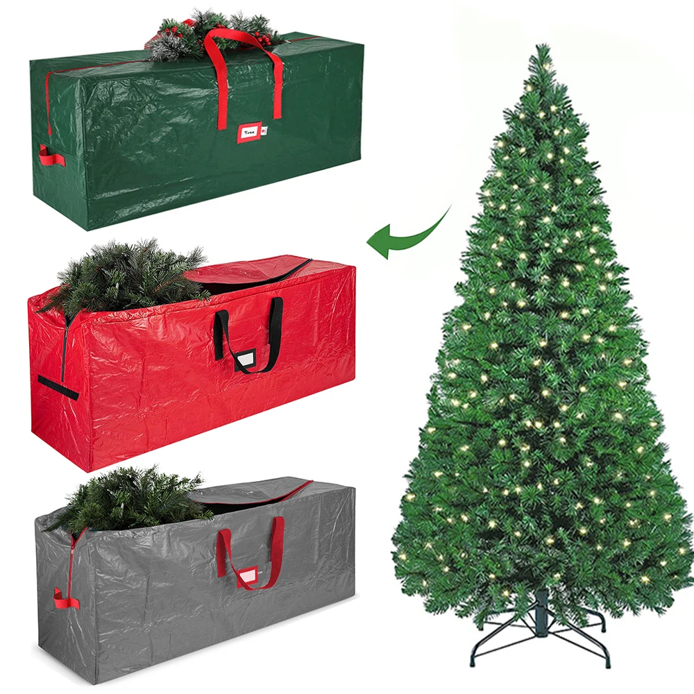 Christmas Tree Storage Bag Fits 6 7 9 Ft Artificial Trees Plastic Waterproof Christmas Bag Durable Handles Labeling Card Slot