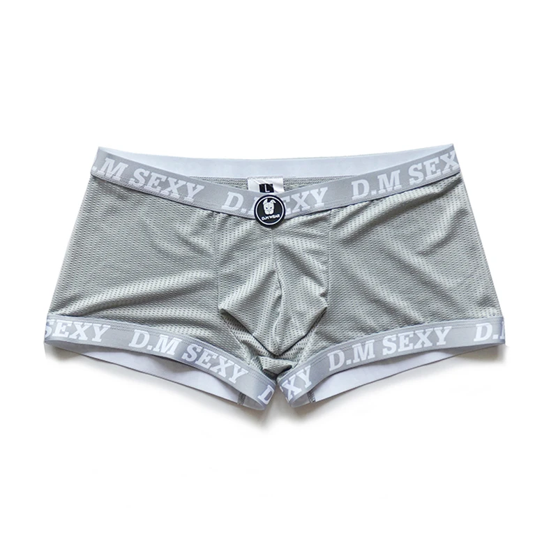 Sexy Underwear Man Boxers Hombre Mesh Breathable Ropa Interior Hombre Solid Low-Rise Boxer Youth Underpants Calzoncillos