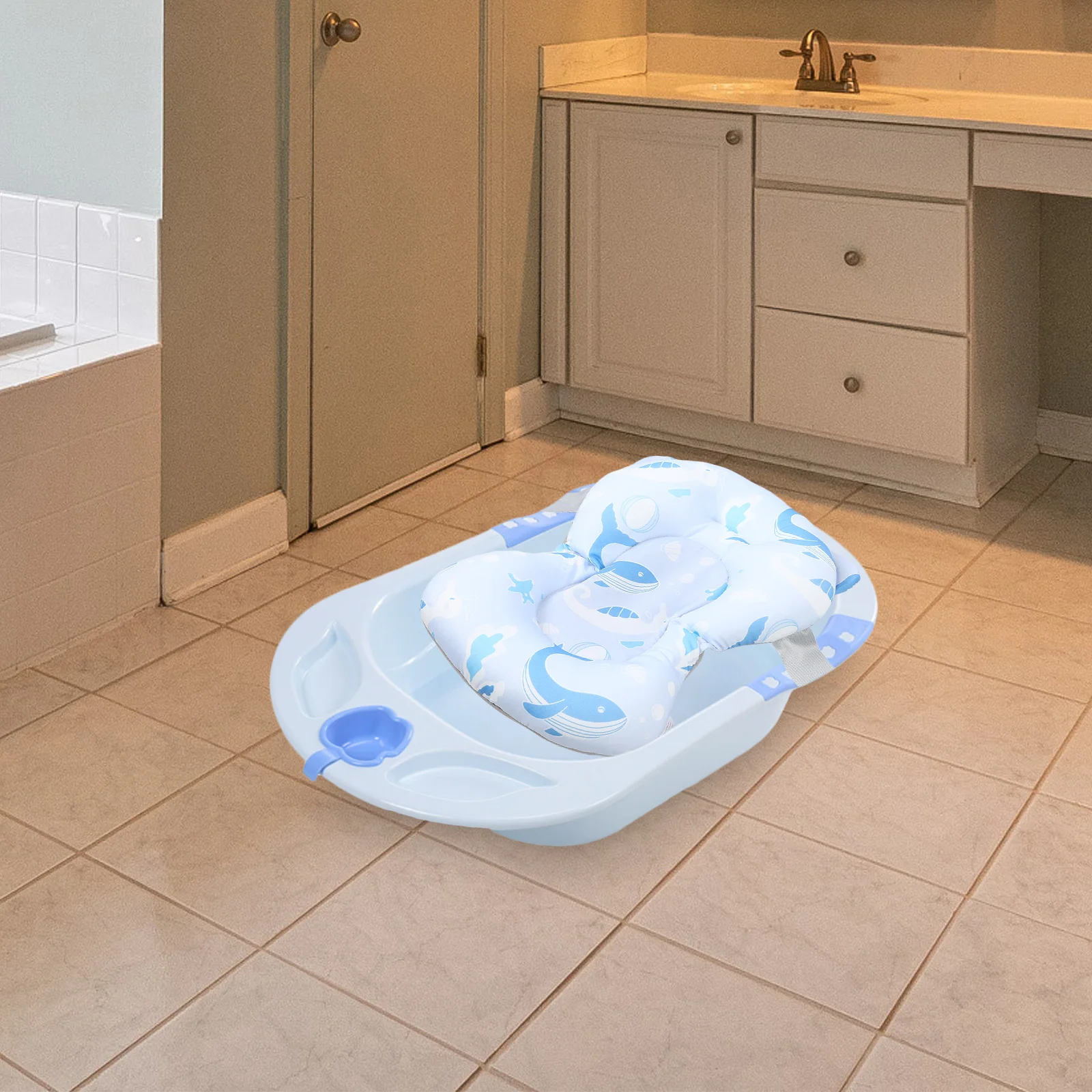 

Mat Bathtub Cushion Anti Slip Infant Support Pad Comfortable Baby Shower Bath Mat for Newborn Baby Bath Tub Support Net