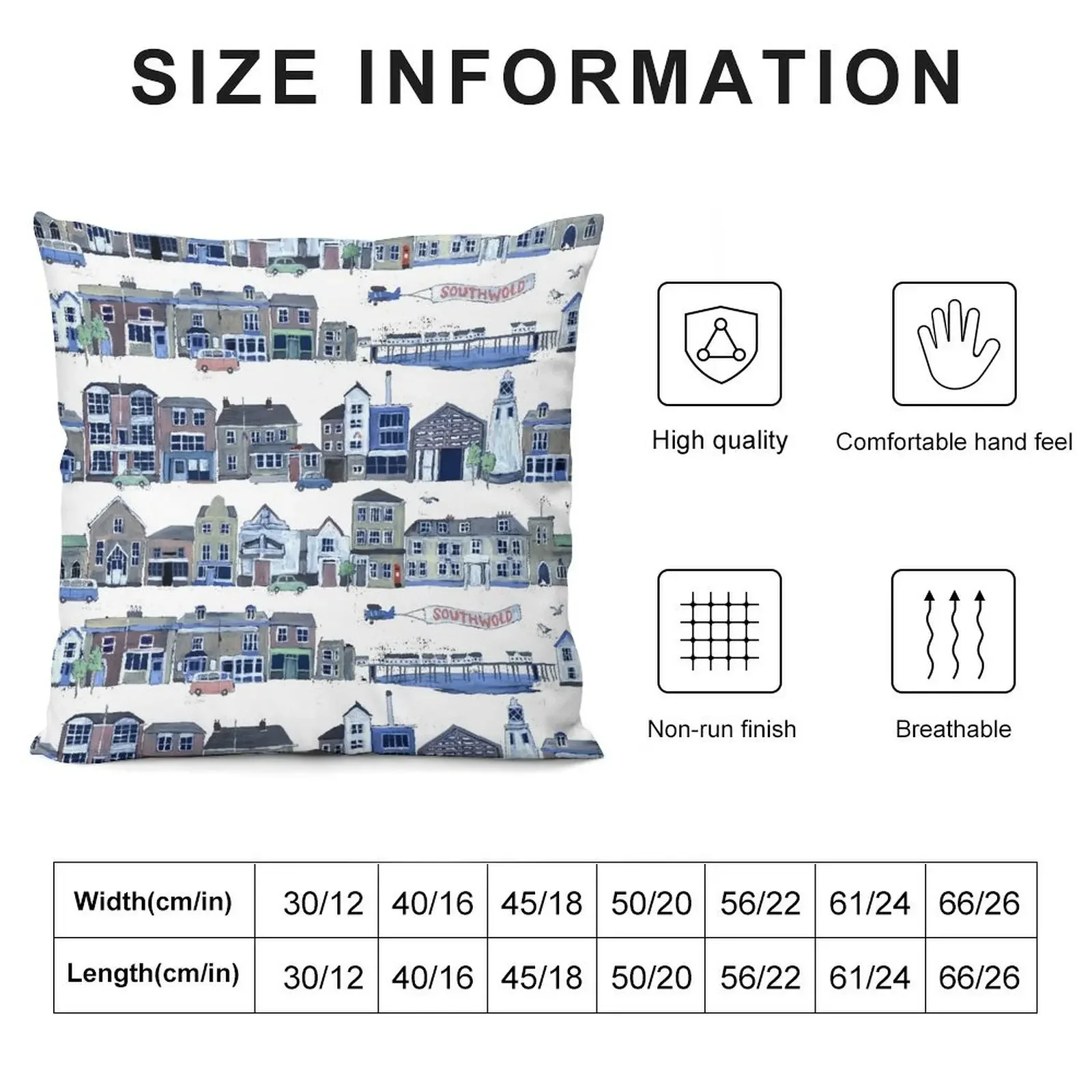 Southwold, Suffolk Pattern Throw Pillow Cushion Cover For Sofa Pillowcase Cushion Decorative Sofa Cushions luxury decor pillow