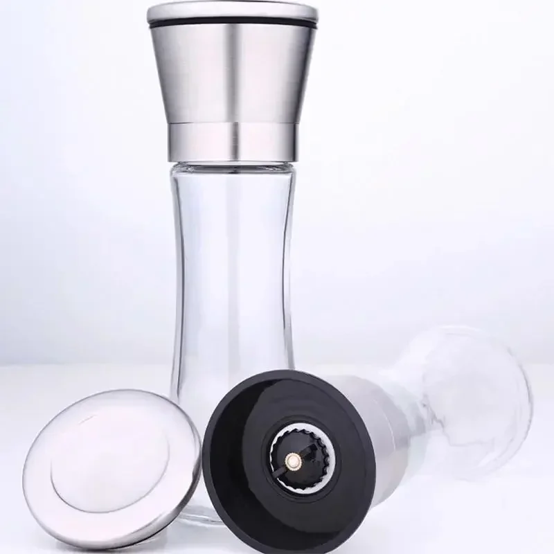 304 Stainless Steel Salt and Pepper Grinder,With Steel Frame,Spice Shakers,Manual Grinder,Kitchen Seasoning Bottle,Grinding Tool