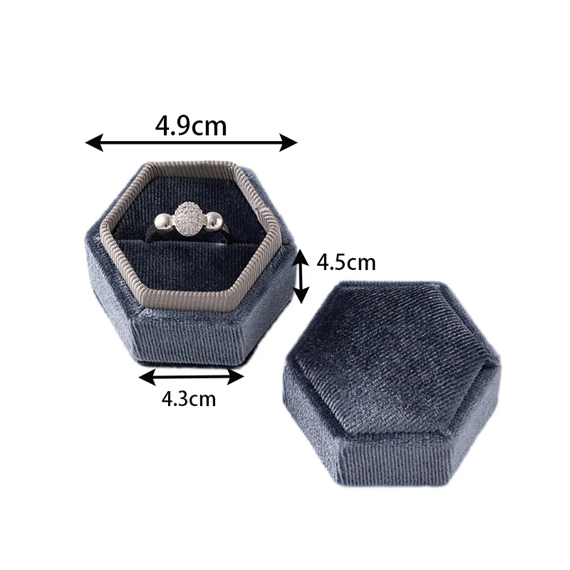 Velvet Octagonal Jewelry Packaging Organizer Ring Box Gift Earrings Holder Case For Engagement Valentine Day Wedding Supplies