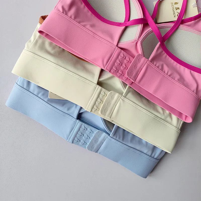 Hochintensiver Fitness-Sport-BH, stoßfest, verhindert Durchhängen, integrierter Stil, Laufunterwäsche, Kontrast-Weste-Top für Frauen – Detail 11