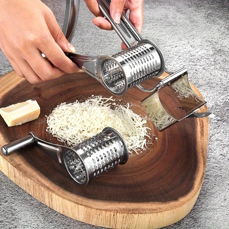 1pc, Cheese Grater, Multifunctional Stainless Steel Cheese Grater, Manual Rotary Cheese Grinder,Kitchen Gadgets