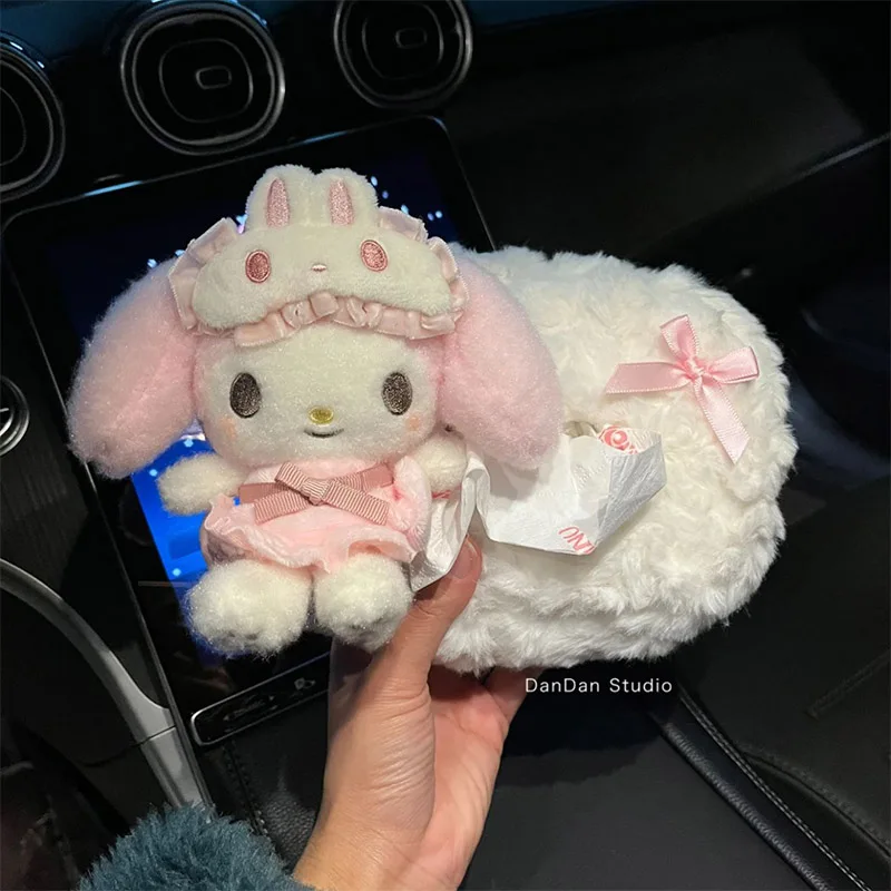 My Melody Cartoon Auto Tissue Box Sanrio Pluche Meisje-Hart Pluche Pop Decoratie Speelgoed Zachte Tissue Cover voor Voertuig Interieur Speelgoed