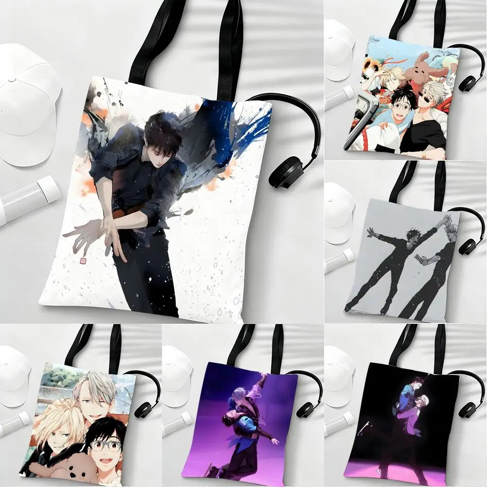 

YURI!!! on ICE Storage Bags Lightweight Eco Friendly Fashionable Multi Purpose Large Capacity Canvas Shoulder Tote
