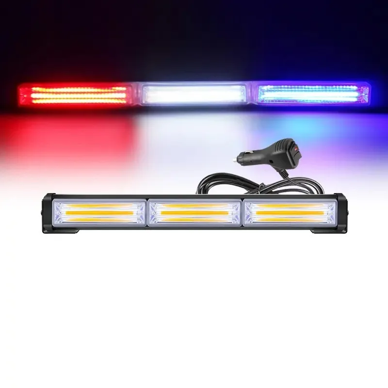 

E5 13 Inches Vehicle Warning Red LED Strobe Light Bar Traffic Emergency Flashing Blue COB Light Bars Hazard Flashlight for Truck