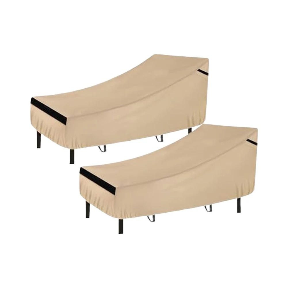Chaise Lounge Cover 2 Pack 210D Waterproof Outdoor Chair Cover with Air Vents for 68L x 30W x 30H inch and 76L x 32W x 32H inch