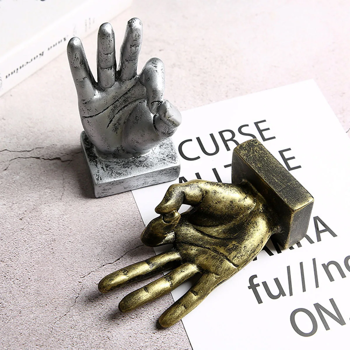 Hand Gesture Statues Modern Art Figurine Sculpture Shelf Home Decor Living Room Bedroom Bookshelf Office Desktop Coffee Table