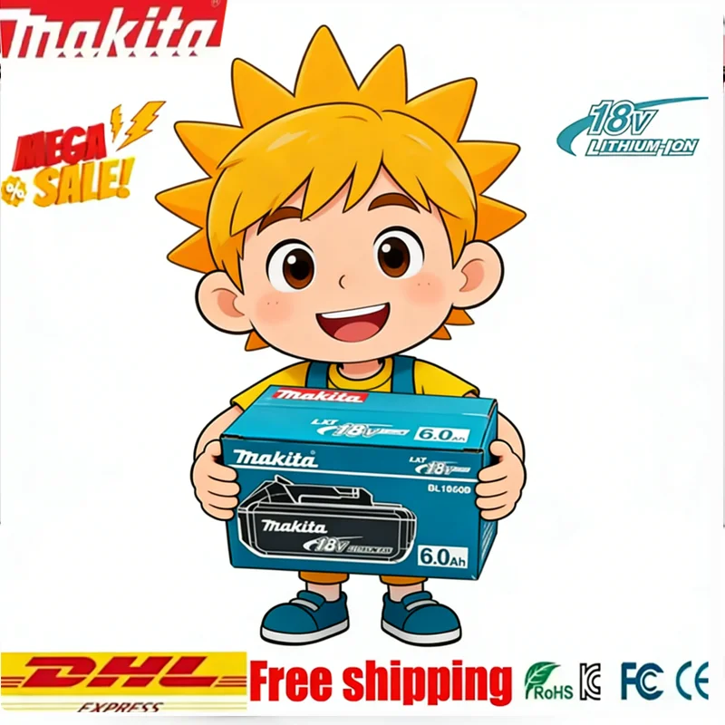 

((⥎)) Original Makita power tool Battery, 6.0Ah Makita 18V Battery, for Makita BL1860B BL1840 BL1830B BL1850B BL1850 BL1815
