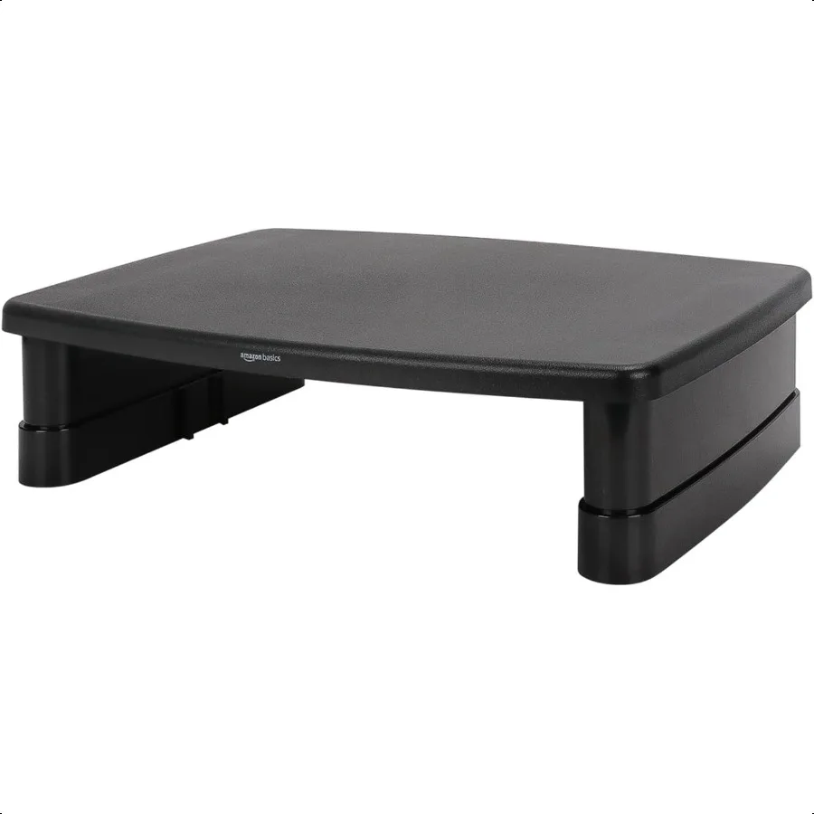 

Basics Height Adjustable Rectangular Computer Monitor Riser Desk Stand with Storage for Reduced Neck Strain Fits Monitors Lapto