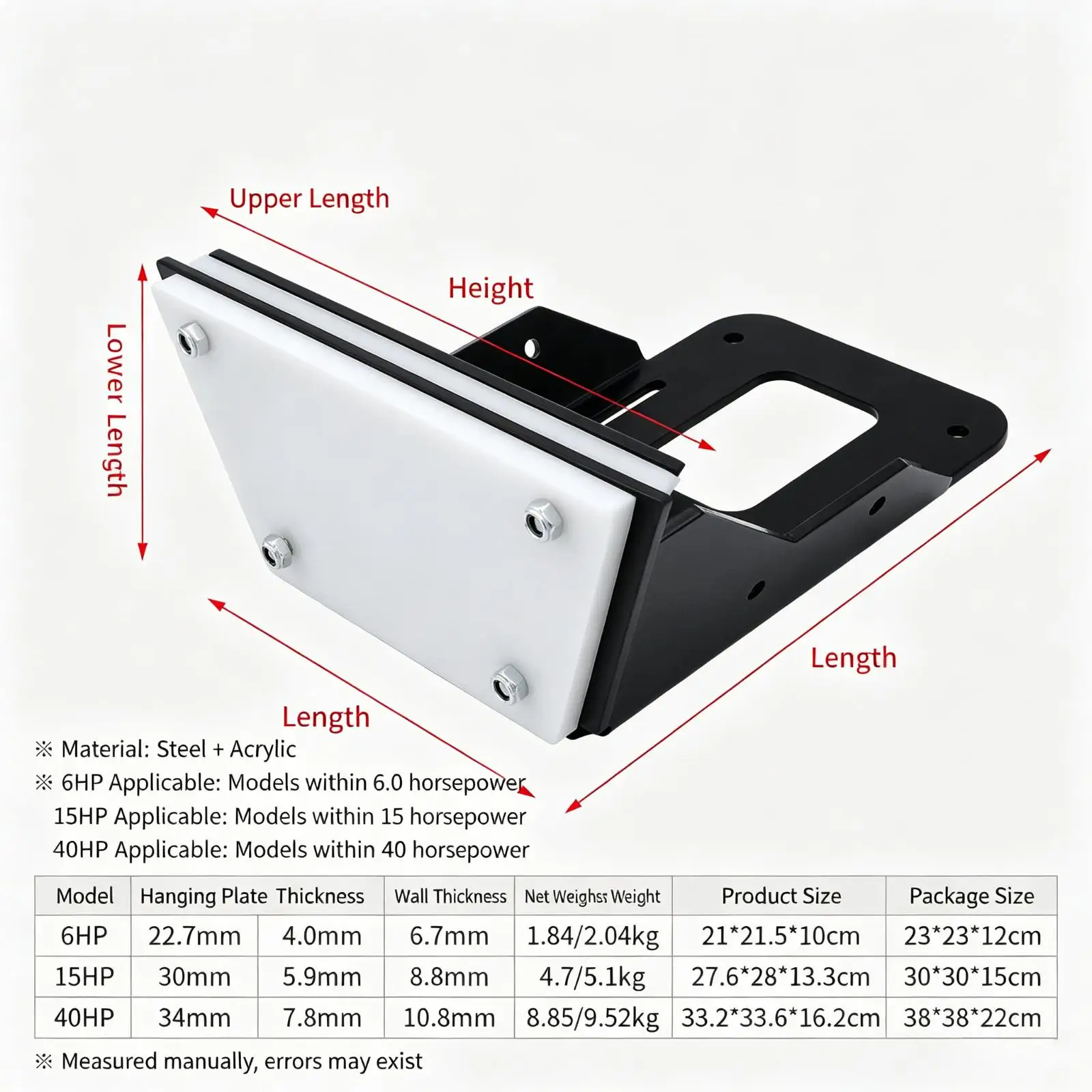 Kayak Motor Mount Impact Resistant Acrylic Bracket Stern Plate Fixing for Boat Parts in Marine Applications