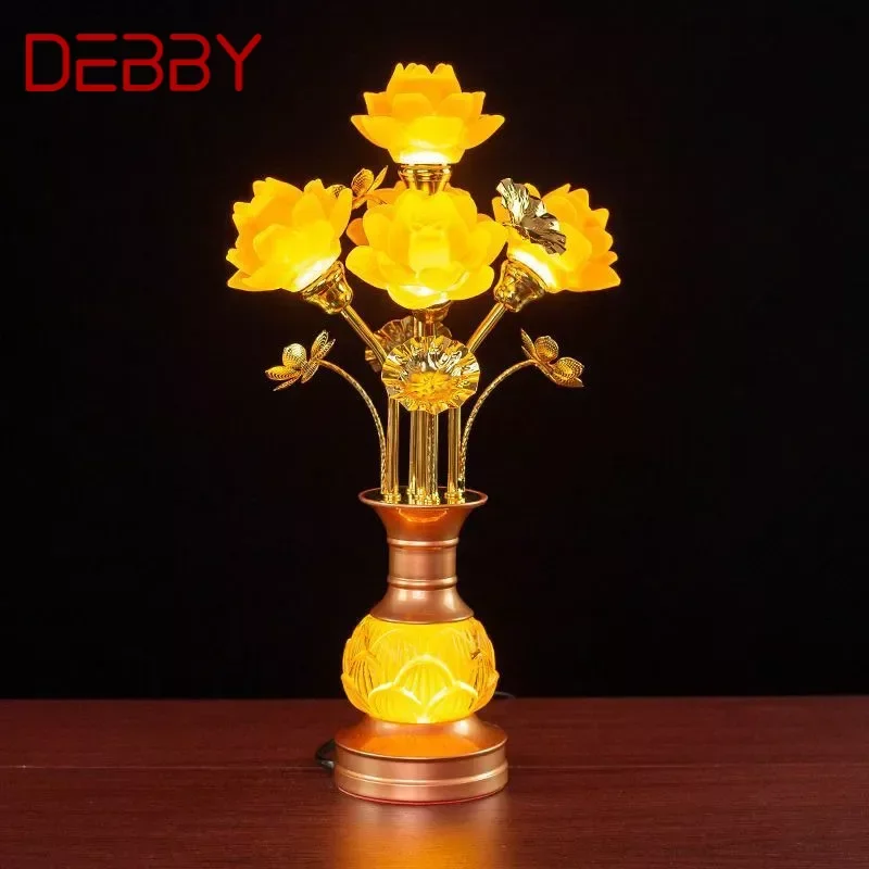 

DEBBY Colored LED Lotus Table Lamp For Buddha Lamp Household Buddha Hall Lamp Glass Lamp Temple Worship Buddha Front Lamp