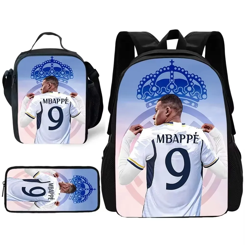 Child Game M-mbappes Football Kylians School Backpack, Lunch Bags ,Pencil Bags ,School Bags for Boys Girls Best Gift