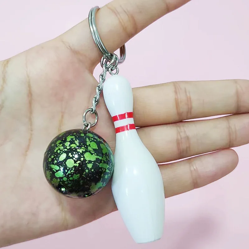 Bowling Ball Model Keychain Creativity Bag Pendent Competition Souvenirs Car Ornament Key Jewelry Accessories Gift for Friends