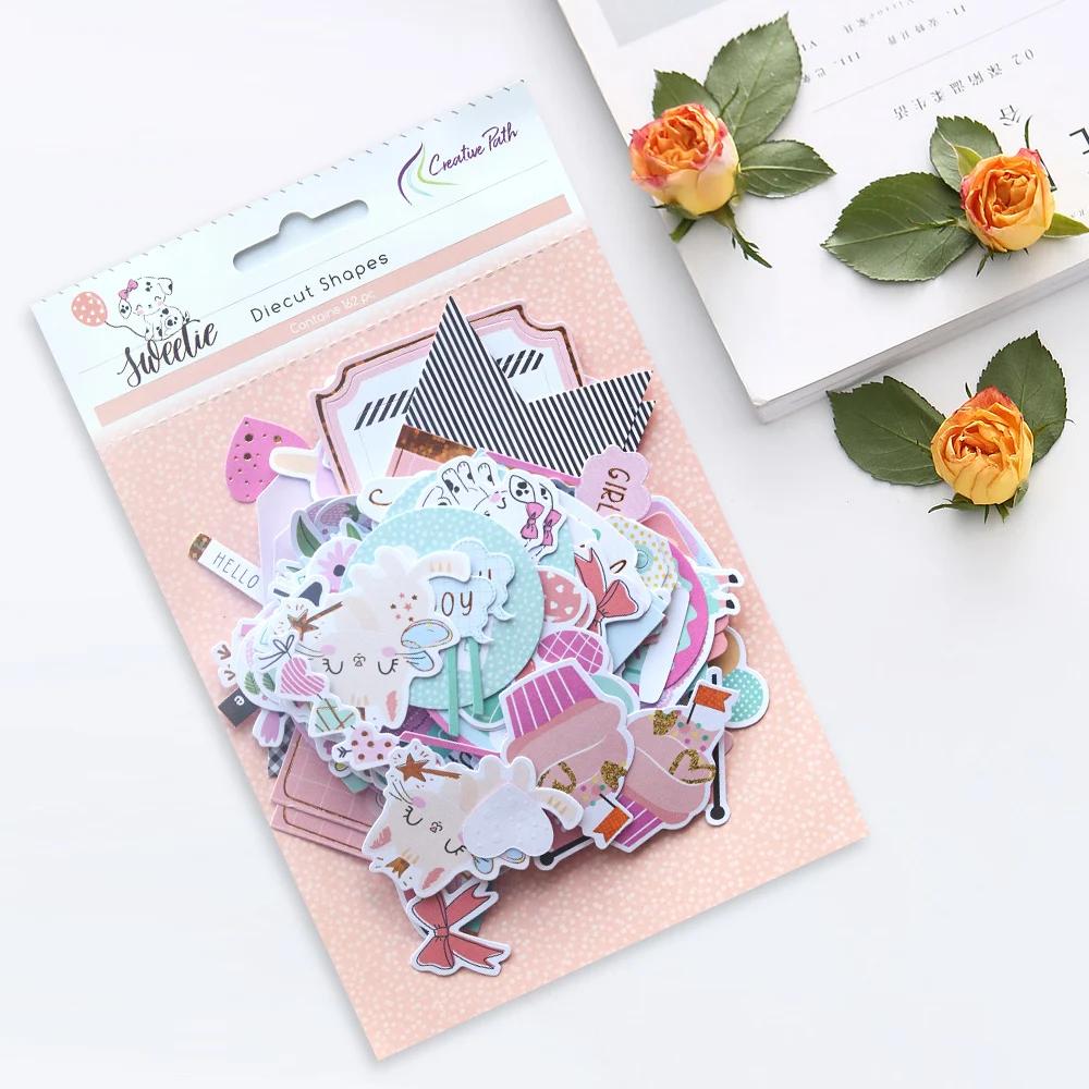 Creative Path 162 Stück Sweetie Kiddo Papier-Stanzformen, niedliche Scrapbooking-Stanzformen, Ephemera für die Herstellung von Geburtstagskarten, Journaling – Detail 1