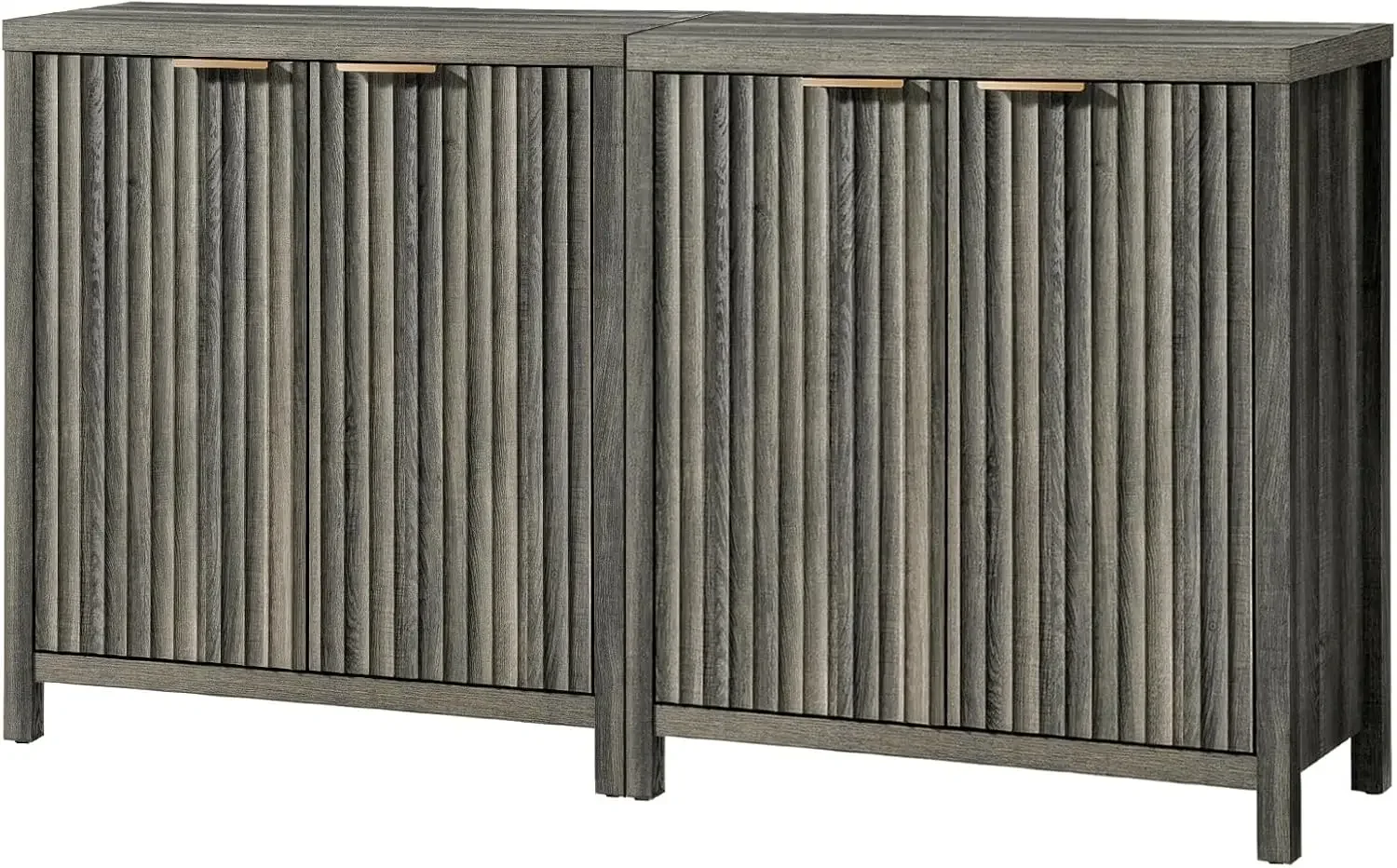 Oxford Storage Cabinet Fluted Sideboard Buffet Cabinet with Adjustable Shelves Modern Accent Cabinet Console Credenza Set of 2