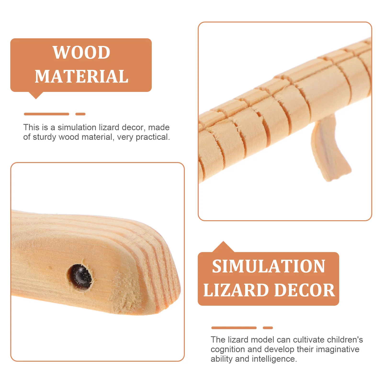 Realistic Lizard Plaything Wiggle Toy Wooden DIY Kids Unfinished Model Blank Toys