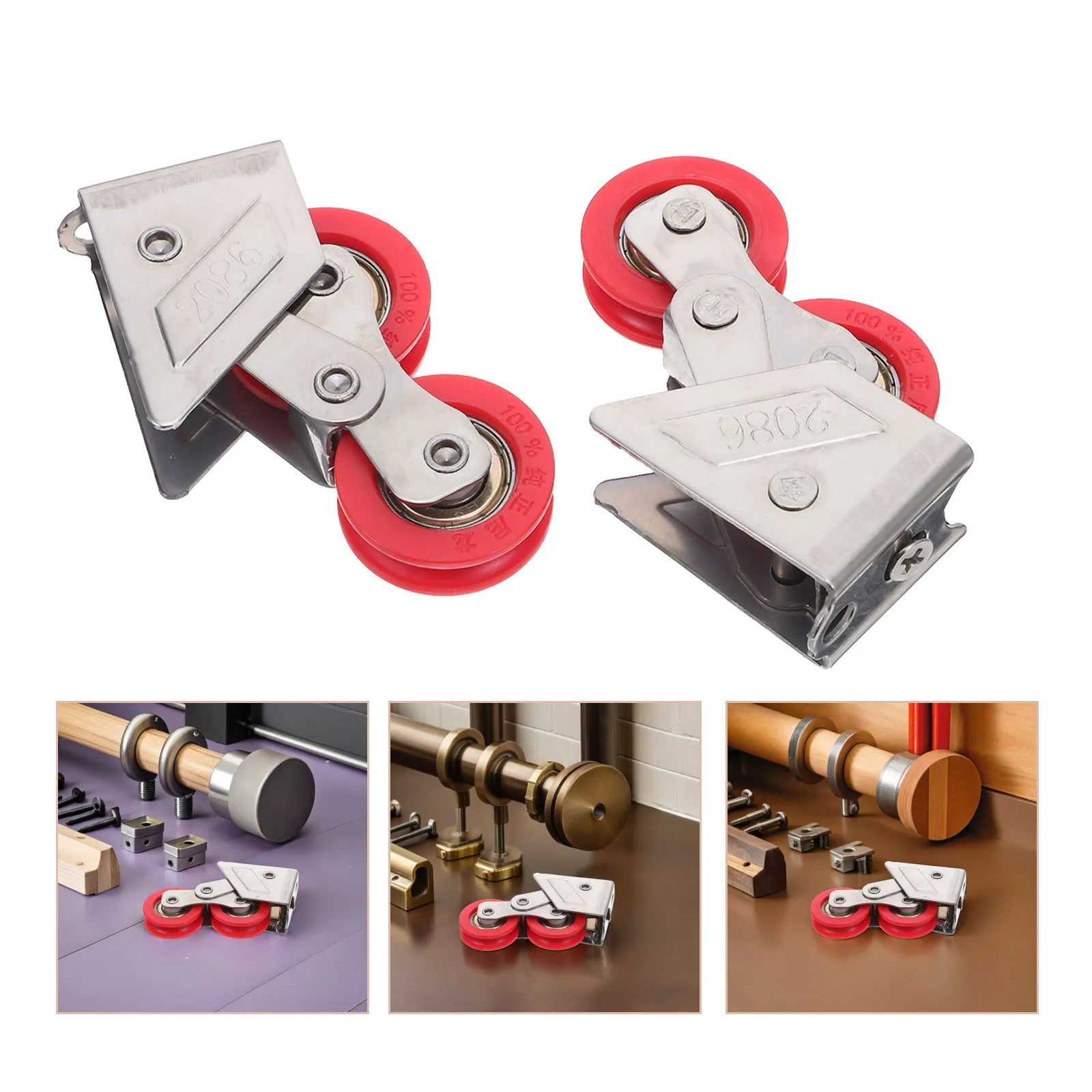 2Pcs Premium Stainless Steel Sliding Glass Door Rollers Heavy Duty Double Wheel Set for Sliding Window Track and Pocket Doors