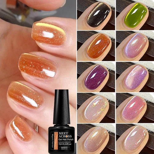 Imagen 2 del producto 13 Uds Auroras Glitter Cat juego de esmalte de uñas de Gel magnético barniz de Gel UV semipermanente para invierno suministros de uñas DIY