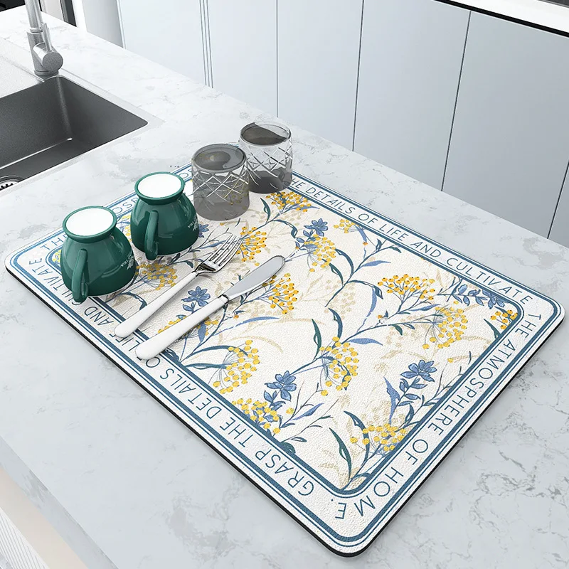 Super Absorberende Grote Keuken Absorberende Mat Antislip Aftappen Koffie Schotel Droogmat Sneldrogende Badkamer Afvoer Pad Servies Mat