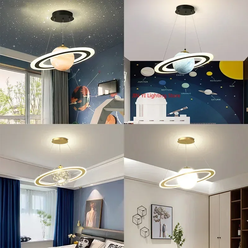 Acrylic Planet Pendant Lamp for Living  Bedroom Kitchen Children Room Space Star Indoor Hanging  E27 Changeable Light