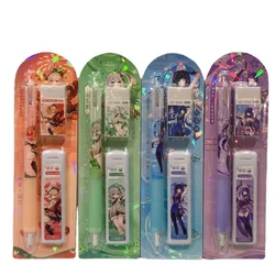 Genshin Impact Stationery anime Game Students mechanical pencil with erasers and refills cute school supplies